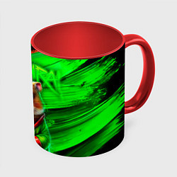 Кружка 3D Хомячок самурай, цвет: 3D-белый + красный