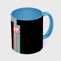 Кружка 3D Roblox glitch line, цвет: 3D-белый + небесно-голубой