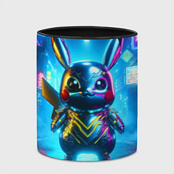 Кружка 3D Neon cyber Pikachu made of metal steel - ai art, цвет: 3D-белый + черный — фото 2