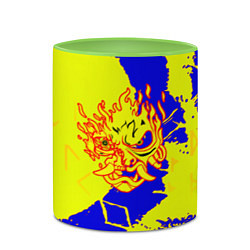 Кружка 3D Samurai logo yellow fire, цвет: 3D-белый + светло-зеленый — фото 2