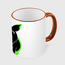 Кружка 3D Зеленая хрюшка, цвет: 3D-оранжевый кант