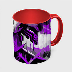 Кружка 3D White and purple abstraction on a black background, цвет: 3D-белый + красный
