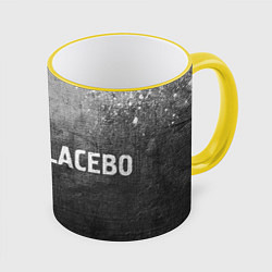 Кружка 3D Placebo - grey gradient по-горизонтали, цвет: 3D-желтый кант