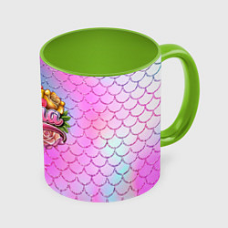 Кружка 3D Алена букет из роз, цвет: 3D-белый + светло-зеленый