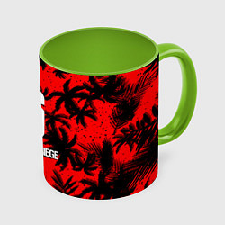 Кружка 3D Rainbow six тропик паттерн, цвет: 3D-белый + светло-зеленый