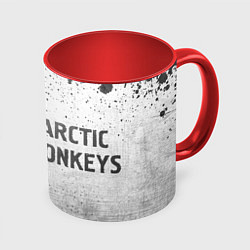 Кружка 3D Arctic Monkeys - white gradient по-горизонтали, цвет: 3D-белый + красный