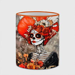 Кружка 3D Катрина в цветах, цвет: 3D-оранжевый кант — фото 2