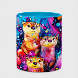 Кружка 3D Три выдры, цвет: 3D-белый + небесно-голубой — фото 2