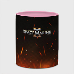 Кружка 3D Warhammer 40000 space marine 2 logo fire, цвет: 3D-белый + розовый — фото 2