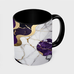 Кружка 3D Фиолетовый с белым и золотым, цвет: 3D-белый + черный