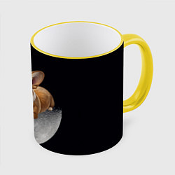Кружка 3D Корги и луна, цвет: 3D-желтый кант