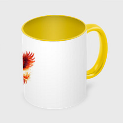 Кружка 3D Восставший из пепла Феникс, цвет: 3D-белый + желтый