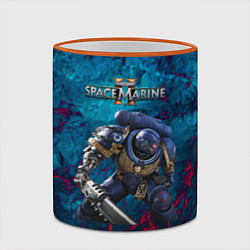 Кружка 3D Warhammer 40000 space marine 2 ультрамарин, цвет: 3D-оранжевый кант — фото 2