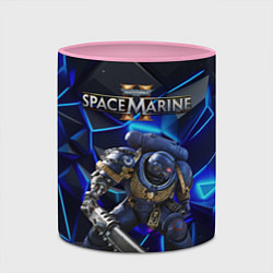 Кружка 3D Warhammer 40000 space marine 2 ультрамарин, цвет: 3D-белый + розовый — фото 2