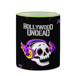 Кружка 3D Hollywood Undead неоновый череп, цвет: 3D-светло-зеленый кант — фото 2