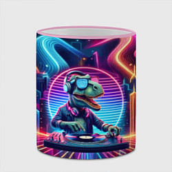 Кружка 3D Dino DJ - neon glow, цвет: 3D-розовый кант — фото 2