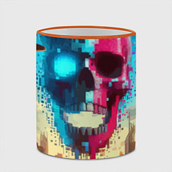 Кружка 3D Cool vanguard neon cyber skull - ai art, цвет: 3D-оранжевый кант — фото 2