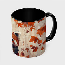 Кружка 3D Осенняя красная панда, цвет: 3D-белый + черный