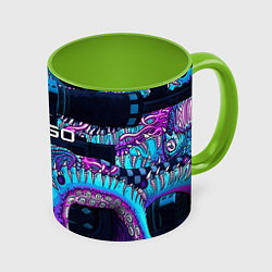 Кружка 3D CS GO neon blob, цвет: 3D-белый + светло-зеленый