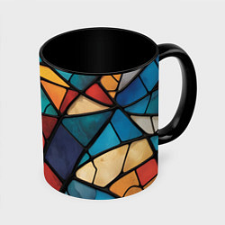 Кружка 3D Цветное стекло витраж, цвет: 3D-белый + черный