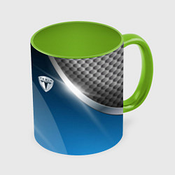 Кружка 3D Tesla carbon steel, цвет: 3D-белый + светло-зеленый