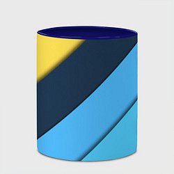 Кружка 3D Линии геометрия, цвет: 3D-белый + синий — фото 2