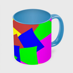 Кружка 3D Разноцветная мозаика, цвет: 3D-белый + небесно-голубой