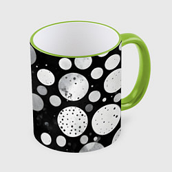 Кружка 3D Круги на темном фоне, цвет: 3D-светло-зеленый кант