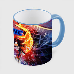 Кружка 3D Соник и Шэдоу ёжики, цвет: 3D-небесно-голубой кант