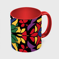 Кружка 3D Узор калейдоскоп, цвет: 3D-белый + красный
