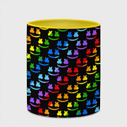 Кружка 3D Marshmello pattern neon, цвет: 3D-белый + желтый — фото 2