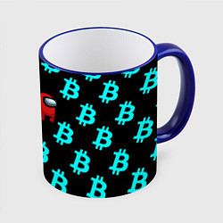 Кружка 3D Among us биткоин, цвет: 3D-синий кант