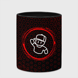 Кружка 3D Символ Stumble Guys и краска вокруг на темном фоне, цвет: 3D-белый + черный — фото 2