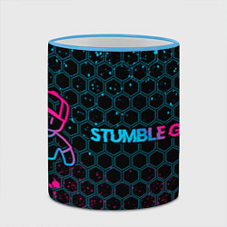 Кружка 3D Stumble Guys - neon gradient по-горизонтали, цвет: 3D-небесно-голубой кант — фото 2