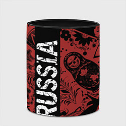 Кружка 3D Россия на фоне матрёшек балалайки и славянских узо, цвет: 3D-белый + черный — фото 2