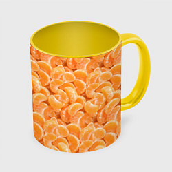 Кружка 3D Паттерн дольки мандарин, цвет: 3D-белый + желтый