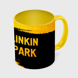 Кружка 3D Linkin Park 2024 - gold gradient по-горизонтали, цвет: 3D-белый + желтый