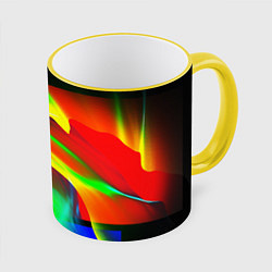 Кружка 3D Текстура краски, цвет: 3D-желтый кант