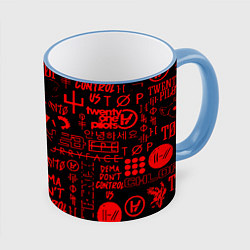 Кружка 3D Twenty one pilots pattern rock steel, цвет: 3D-небесно-голубой кант