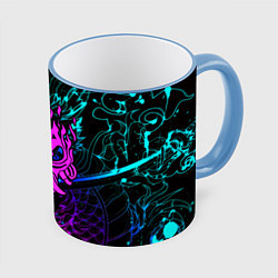 Кружка 3D Cyberpunk 2077 dragon neon, цвет: 3D-небесно-голубой кант
