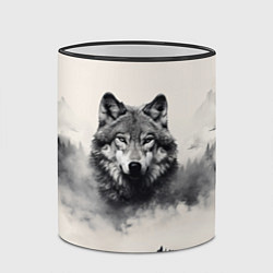 Кружка 3D Голова серого волка, цвет: 3D-черный кант — фото 2