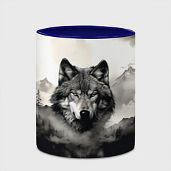 Кружка 3D Голова серого волка, цвет: 3D-белый + синий — фото 2