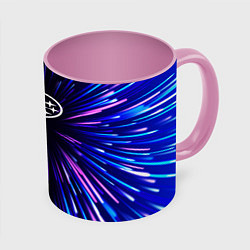 Кружка 3D Subaru neon energy, цвет: 3D-белый + розовый
