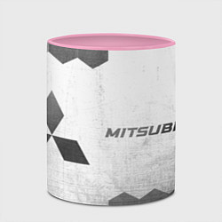 Кружка 3D Mitsubishi - white gradient по-горизонтали, цвет: 3D-белый + розовый — фото 2