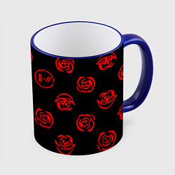 Кружка 3D Twenty one pilots rose pattern, цвет: 3D-синий кант