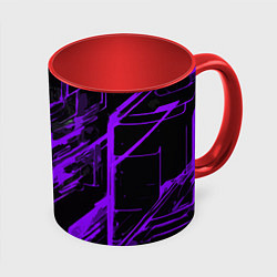 Кружка 3D Purple stripes on a black background, цвет: 3D-белый + красный