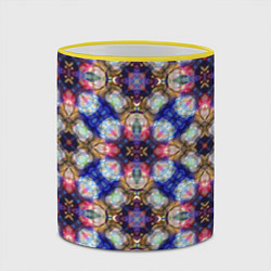 Кружка 3D Пестрый калейдоскопический узор, цвет: 3D-желтый кант — фото 2