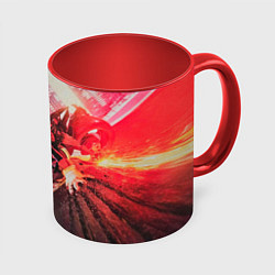 Кружка 3D Ёжик Шэдоу на мотоцикле, цвет: 3D-белый + красный
