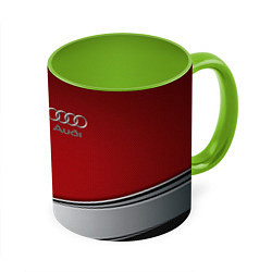 Кружка 3D Audi metal car steel, цвет: 3D-белый + светло-зеленый