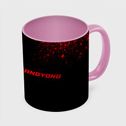 Кружка 3D SsangYong - red gradient по-горизонтали, цвет: 3D-белый + розовый